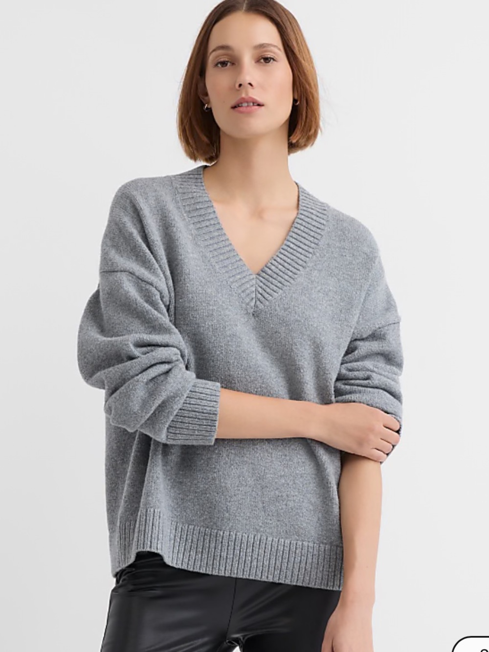 LOFT Heathered Slouchy V-Neck Sweater